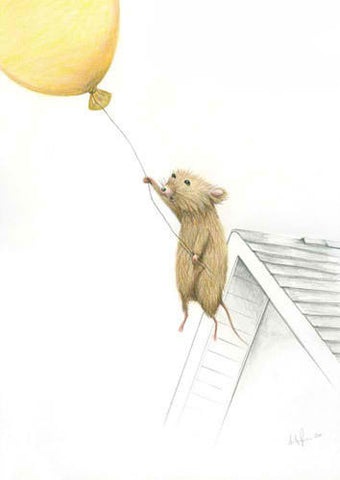 Up And Away Mouse Small Mounted Print