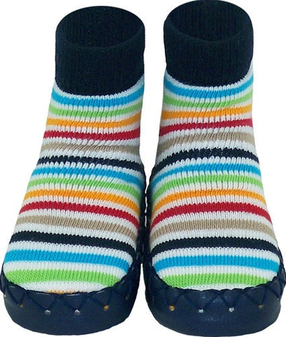 Swedish Konfetti Moccasins - Navy Stripes