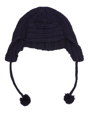 Knitted Trapper Hat - Navy
